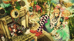 Anime Alice in Wonderland White Rabbit Queen of Hearts striped 
