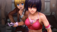 Anime angry blondes anime girls blue eyes bra mikasa ackerman 