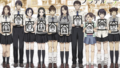 Anime anime boys anime girls standing miniskirt socks crew socks