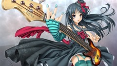 Anime anime girls akiyama mio k - on bass guitars