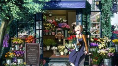 Anime anime girls apron Flowers colorful Stores