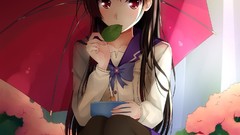 Anime anime girls artwork soft shading knees together