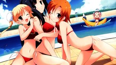 Anime anime girls bikini swimming pools