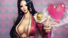 Anime anime girls black hair cleavage One Piece (anime) Boa 