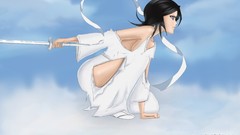 Anime anime girls bleach white dress kuchiki rukia zanpakuto 