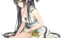 Anime anime girls blue eyes black hair Simple Background 