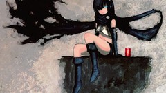 Anime anime girls blue eyes black rock shooter black hair