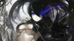 Anime anime girls blue eyes black rock shooter black hair boobs 