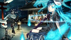 Anime anime girls blue eyes blue hair cyan