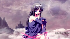 Anime anime girls blue eyes long hair dress sky sitting