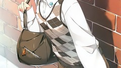 Anime anime girls blue eyes pantyhose black hair hair ornaments 