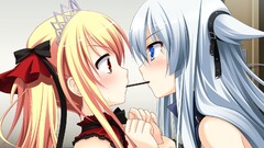 Anime anime girls blue hair blonde red eyes blue eyes Crown