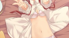 Anime anime girls bra cleavage undressing open shirt