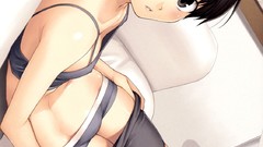 Anime anime girls bra kikuchi makoto cleavage undressing erect 