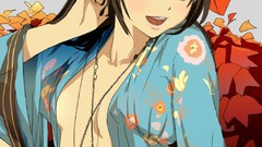 Anime anime girls brown eyes brunettes boobs no bra bottomless 