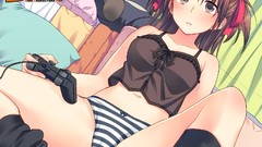 Anime anime girls brown eyes brunettes panties video games 