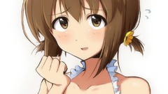 Anime anime girls brown eyes ecchi Simple Background