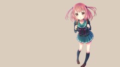 Anime anime girls brown eyes school uniforms short hair orange 