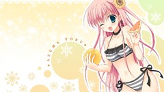 Anime anime girls brunettes bare shoulders bikini