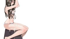 Anime anime girls brunettes bikini Simple Background