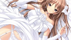 Anime anime girls brunettes purple eyes panties