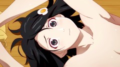 Anime anime girls brunettes short hair lying down 