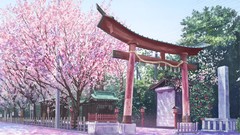 Anime anime girls cherry blossoms nagi scenic torii