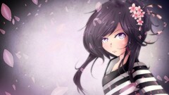 Anime anime girls dark hair flower in hair