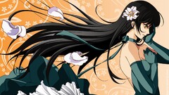 Anime anime girls dark hair long hair flower in hair