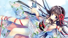 Anime anime girls dark hair purple eyes