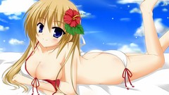 Anime anime girls ecchi cleavage bikini white bikini mizune