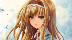 Anime anime girls face blue eyes blonde tears Women long hair