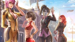 Anime anime girls fan art boobs skyscapes