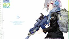 Anime anime girls gray hair pink eyes weapon original characters