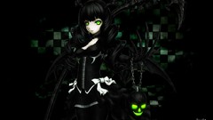 Anime anime girls green eyes black rock shooter black hair 