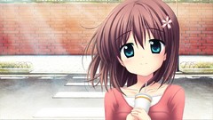 Anime anime girls green eyes brunettes tsukasa game cg aqua 