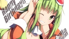Anime anime girls green eyes goggles vocaloid wink green hair 
