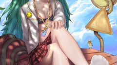 Anime anime girls green eyes hatsune miku vocaloid green hair 