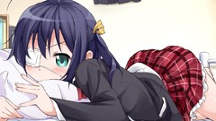 Anime anime girls green eyes school uniforms short hair seifuku 