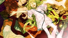 Anime anime girls green hair anime boys