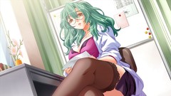 Anime anime girls green hair meganekko original characters 