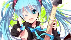 Anime anime girls guitar blue hair vocaloid hatsune miku