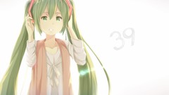Anime anime girls hatsune miku vocaloid green hair twintails