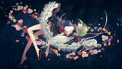 Anime anime girls heels legs green hair Women Flowers