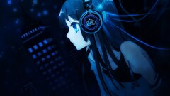 Anime anime girls k - on akiyama mio headphones