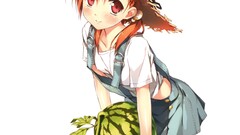 Anime anime girls kantoku hat women with hats red eyes Plants