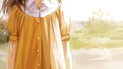 Anime anime girls kishida mel scenic yellow dress soft shading