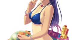 Anime anime girls koutaro cleavage bikini swimsuits tan lines 