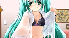 Anime anime girls lingerie green eyes hatsune miku vocaloid 