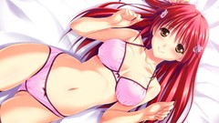 Anime anime girls lingerie lying down redheads huge boobs